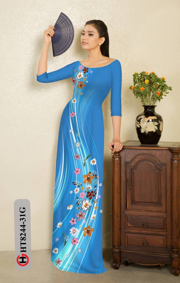 Vải Áo Dài Hoa In 3D Thiết Kế 2021 AD HT8244 43 Vải Áo Dài Hoa In 3D Thiết Kế 2021 AD HT8244