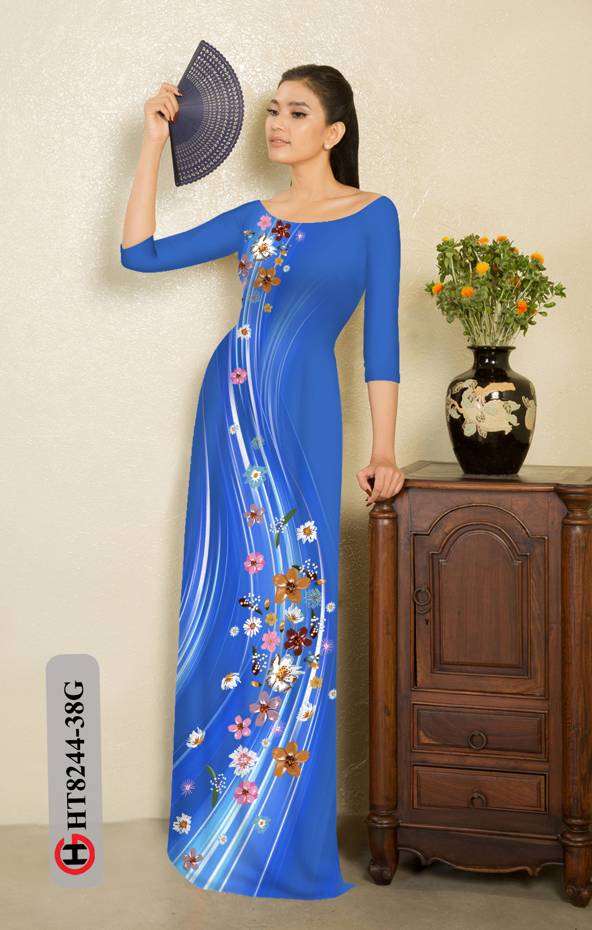 Vải Áo Dài Hoa In 3D Thiết Kế 2021 AD HT8244 42 Vải Áo Dài Hoa In 3D Thiết Kế 2021 AD HT8244