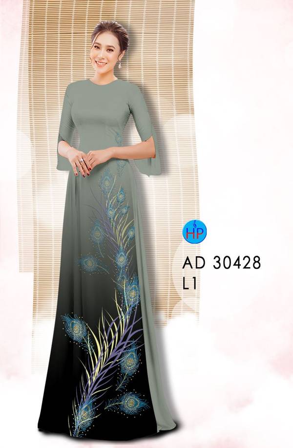 Vải Áo Dài Lông Chim Công Độc Đáo AD 30428