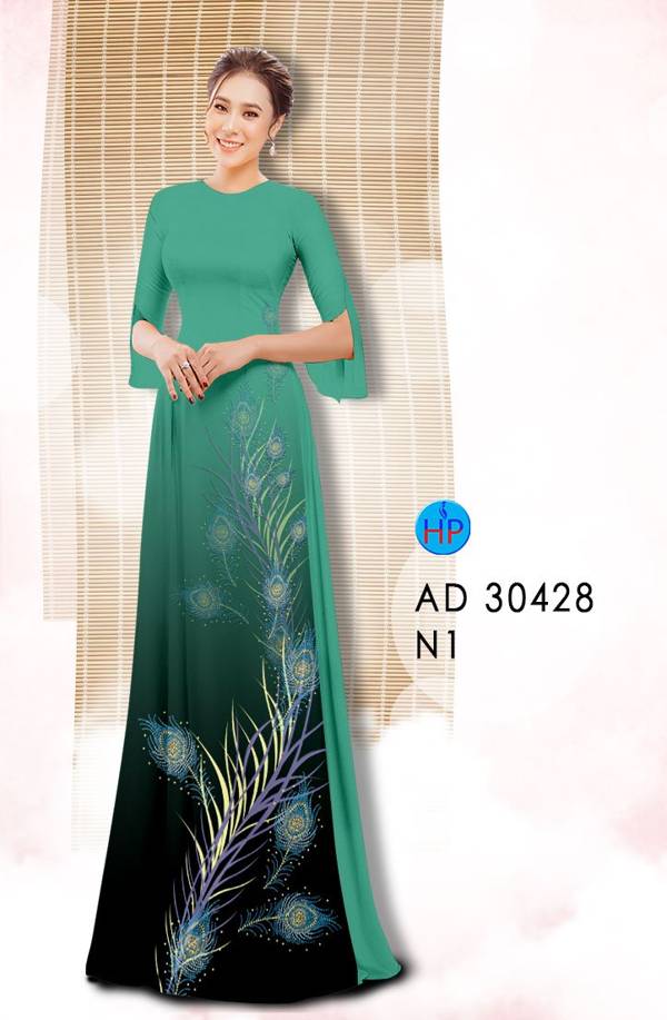 Vải Áo Dài Lông Chim Công Độc Đáo AD 30428