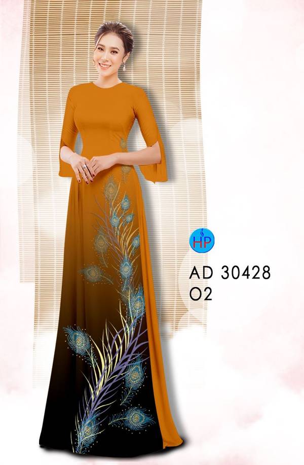 Vải Áo Dài Lông Chim Công Độc Đáo AD 30428