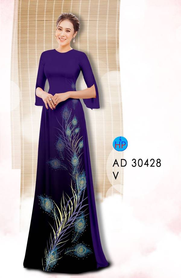 Vải Áo Dài Lông Chim Công Độc Đáo AD 30428