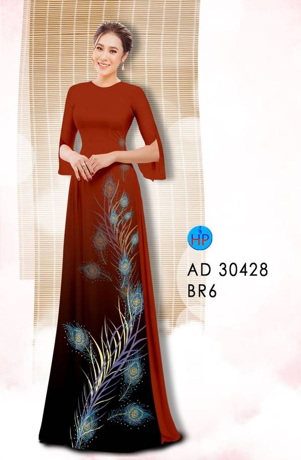 Vải Áo Dài Lông Chim Công Độc Đáo AD 30428