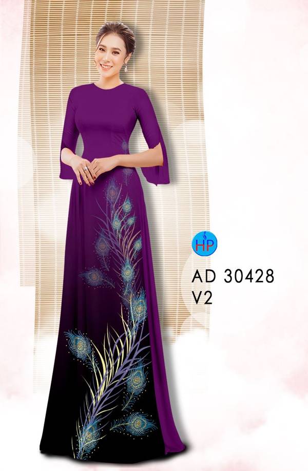 Vải Áo Dài Lông Chim Công Độc Đáo AD 30428