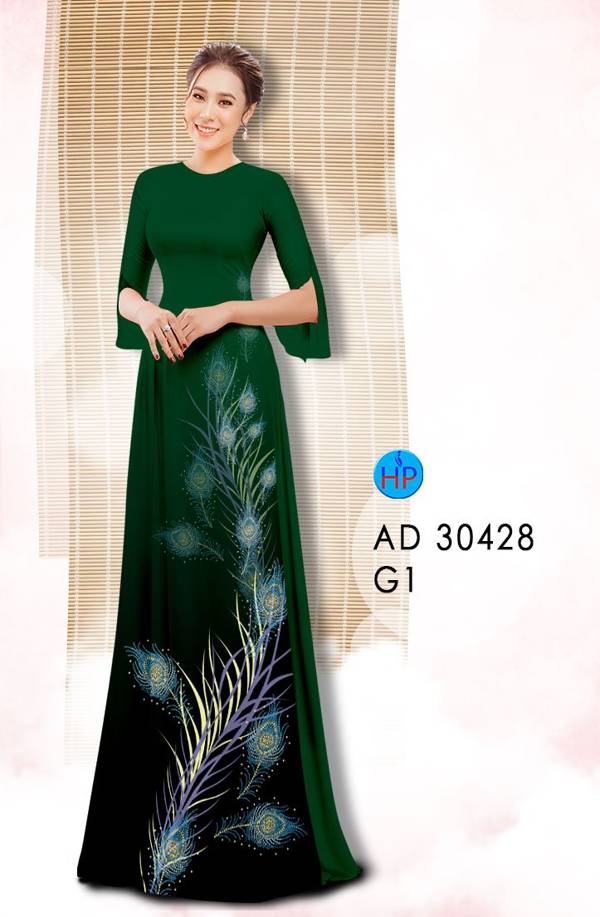 Vải Áo Dài Lông Chim Công Độc Đáo AD 30428