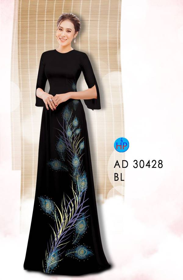 Vải Áo Dài Lông Chim Công Độc Đáo AD 30428