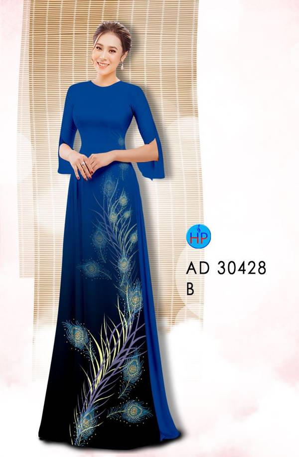 Vải Áo Dài Lông Chim Công Độc Đáo AD 30428