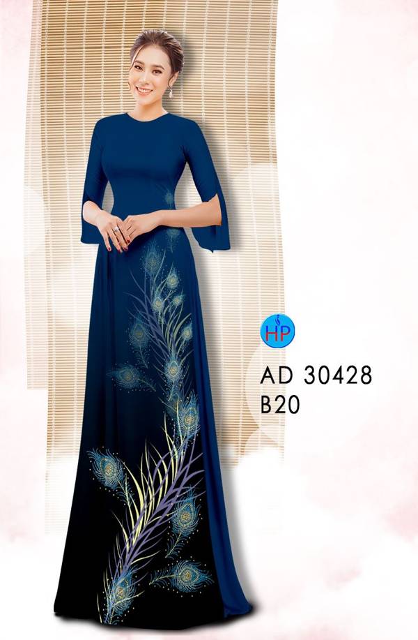 Vải Áo Dài Lông Chim Công Độc Đáo AD 30428