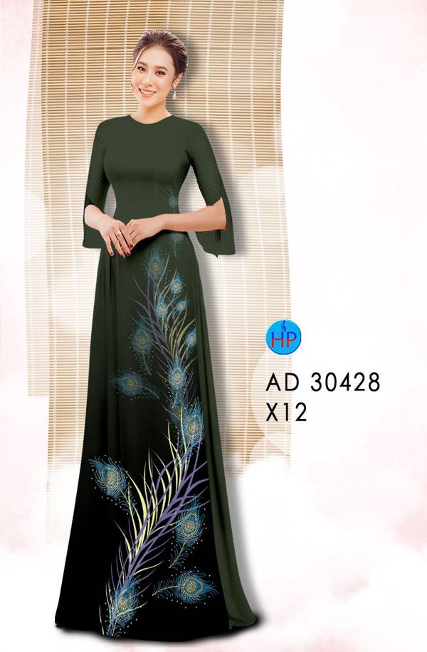 Vải Áo Dài Lông Chim Công Độc Đáo AD 30428