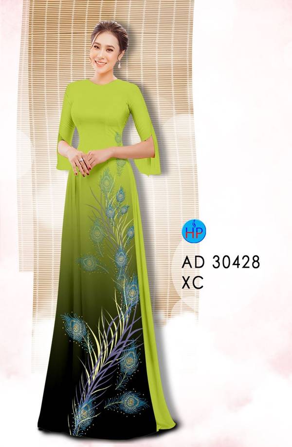 Vải Áo Dài Lông Chim Công Độc Đáo AD 30428