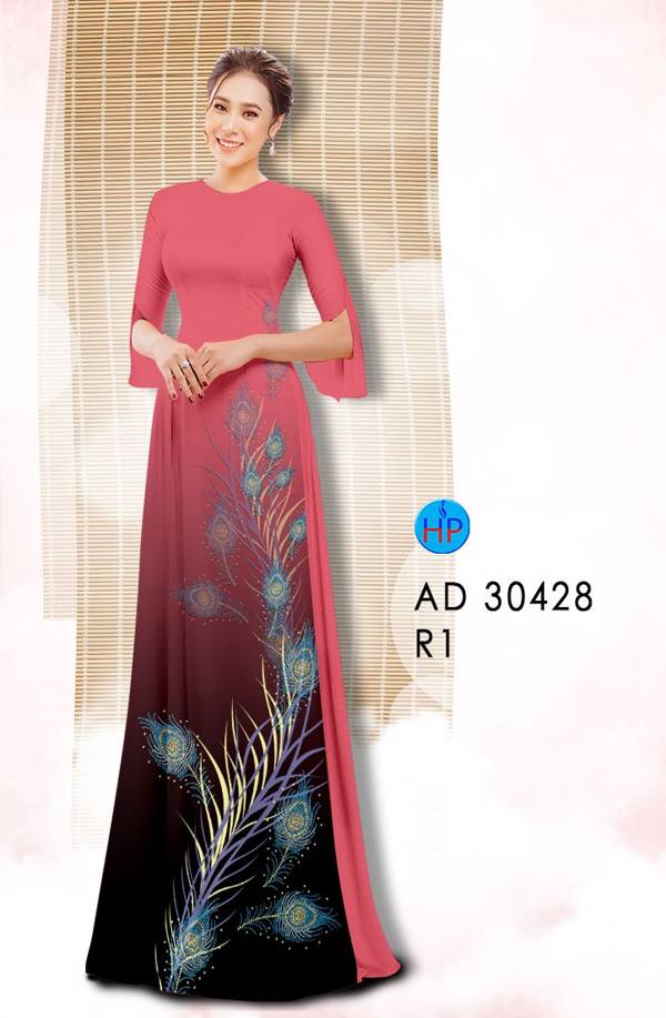Vải Áo Dài Lông Chim Công Độc Đáo AD 30428
