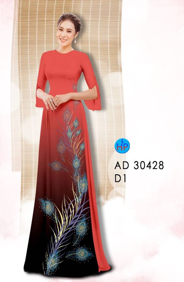 Vải Áo Dài Lông Chim Công Độc Đáo AD 30428