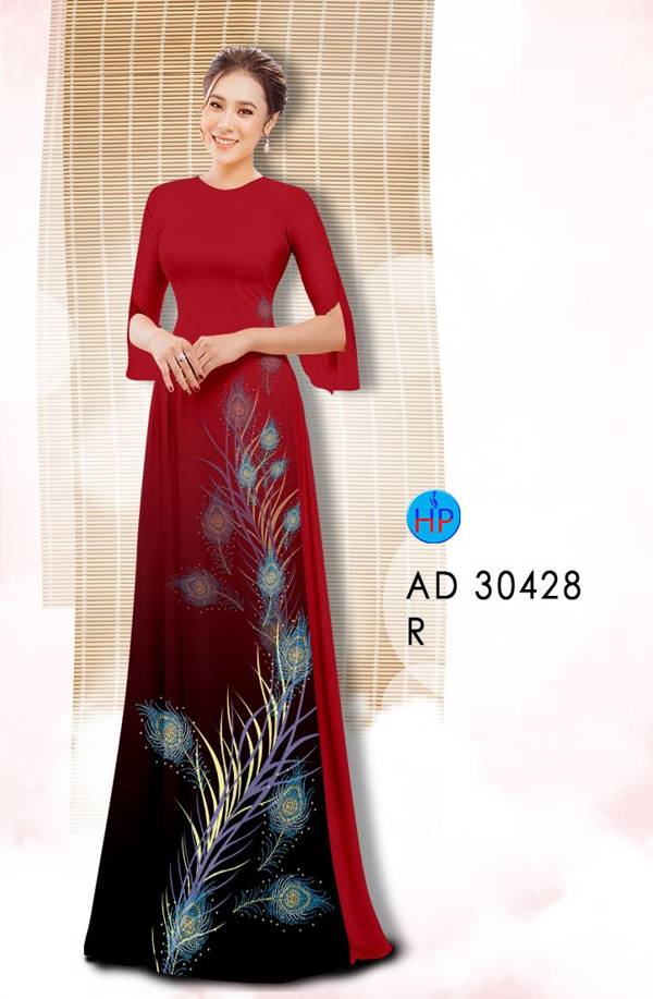 Vải Áo Dài Lông Chim Công Độc Đáo AD 30428