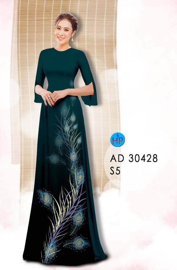Vải Áo Dài Lông Chim Công Độc Đáo AD 30428
