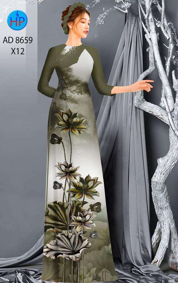 Vải Áo Dài Hoa Sen Thiết Kế 2021 AD 8659