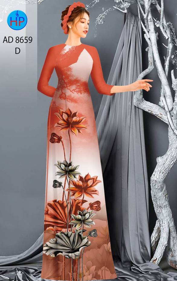 Vải Áo Dài Hoa Sen Thiết Kế 2021 AD 8659