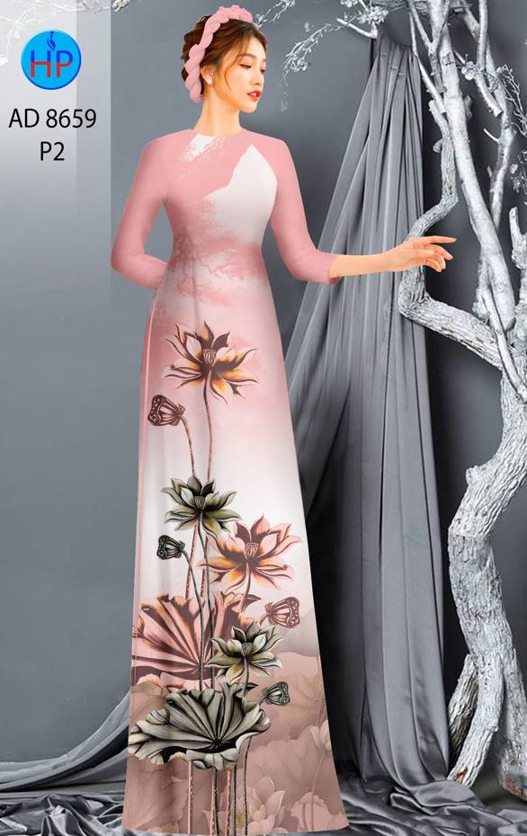 Vải Áo Dài Hoa Sen Thiết Kế 2021 AD 8659