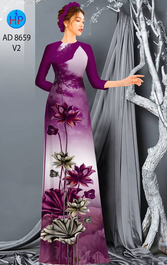 Vải Áo Dài Hoa Sen Thiết Kế 2021 AD 8659