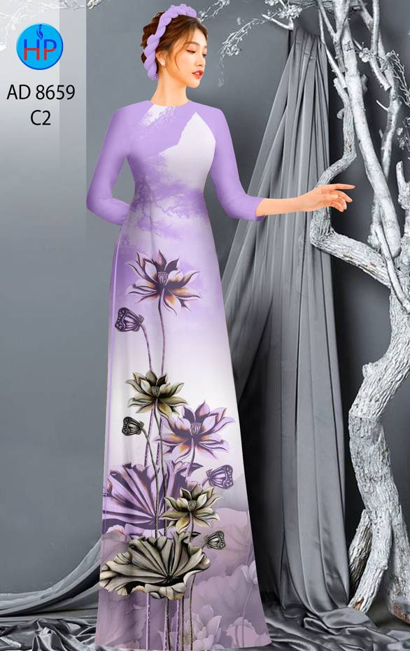 Vải Áo Dài Hoa Sen Thiết Kế 2021 AD 8659