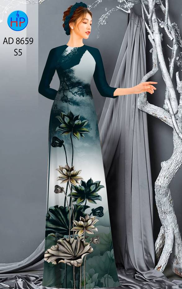 Vải Áo Dài Hoa Sen Thiết Kế 2021 AD 8659