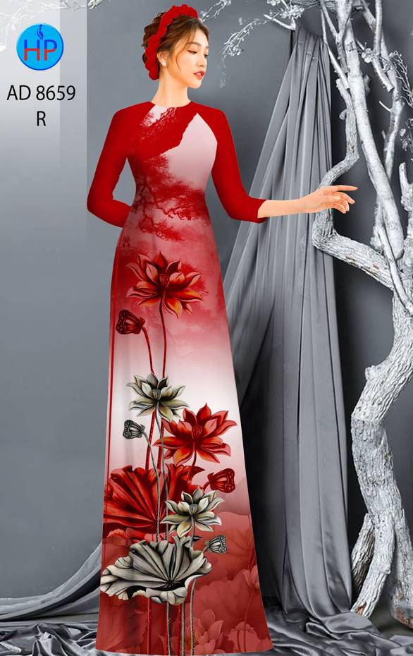 Vải Áo Dài Hoa Sen Thiết Kế 2021 AD 8659