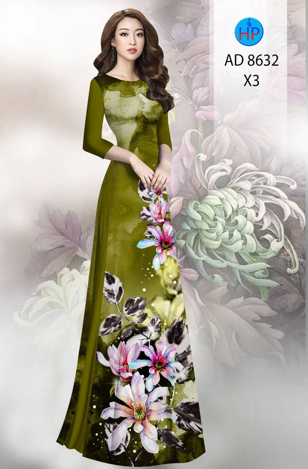 Vải Áo Dài Hoa In 3D Độc Đáo AD 8632 37 Vải Áo Dài Hoa In 3D Độc Đáo AD 8632