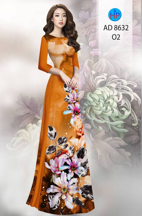 Vải Áo Dài Hoa In 3D Độc Đáo AD 8632 38 Vải Áo Dài Hoa In 3D Độc Đáo AD 8632