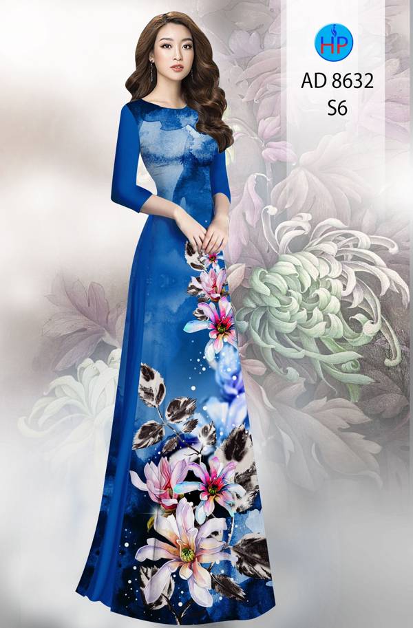 Vải Áo Dài Hoa In 3D Độc Đáo AD 8632 43 Vải Áo Dài Hoa In 3D Độc Đáo AD 8632