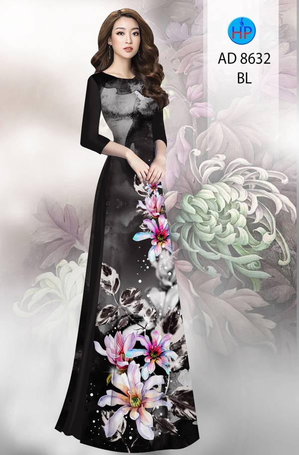 Vải Áo Dài Hoa In 3D Độc Đáo AD 8632 40 Vải Áo Dài Hoa In 3D Độc Đáo AD 8632
