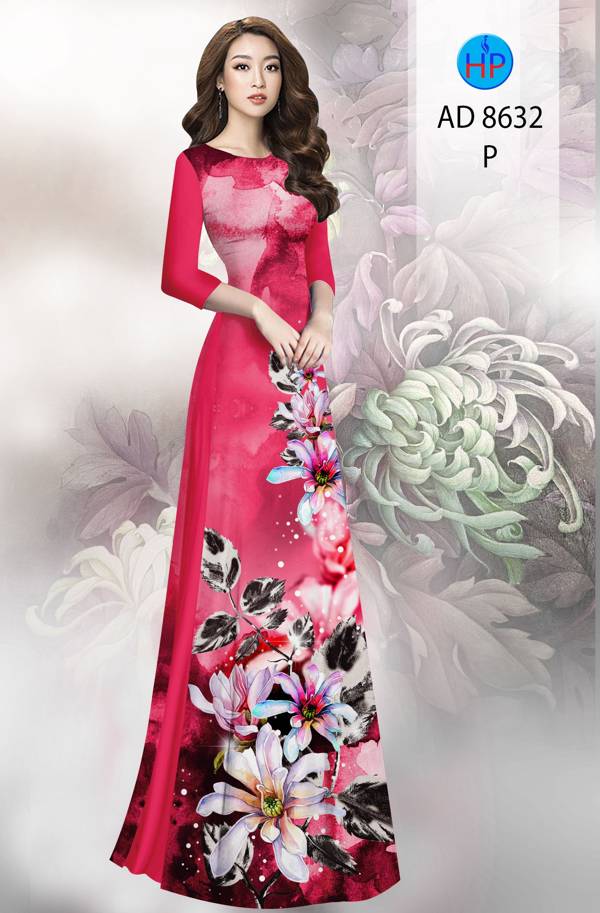 Vải Áo Dài Hoa In 3D Độc Đáo AD 8632 45 Vải Áo Dài Hoa In 3D Độc Đáo AD 8632