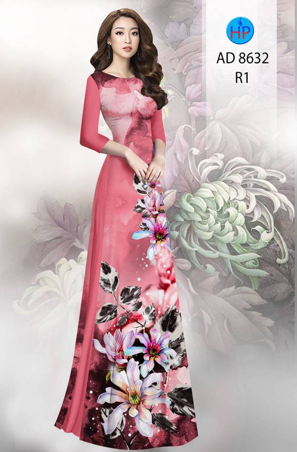 Vải Áo Dài Hoa In 3D Độc Đáo AD 8632 50 Vải Áo Dài Hoa In 3D Độc Đáo AD 8632
