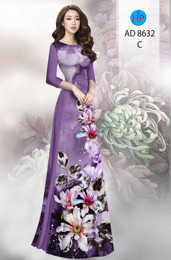Vải Áo Dài Hoa In 3D Độc Đáo AD 8632 51 Vải Áo Dài Hoa In 3D Độc Đáo AD 8632