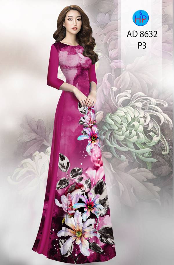 Vải Áo Dài Hoa In 3D Độc Đáo AD 8632 52 Vải Áo Dài Hoa In 3D Độc Đáo AD 8632