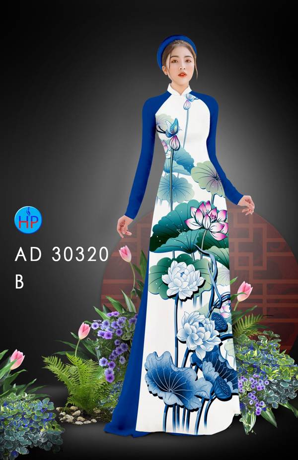 Vải Áo Dài Hoa Sen Thiết Kế 2021 AD 30320