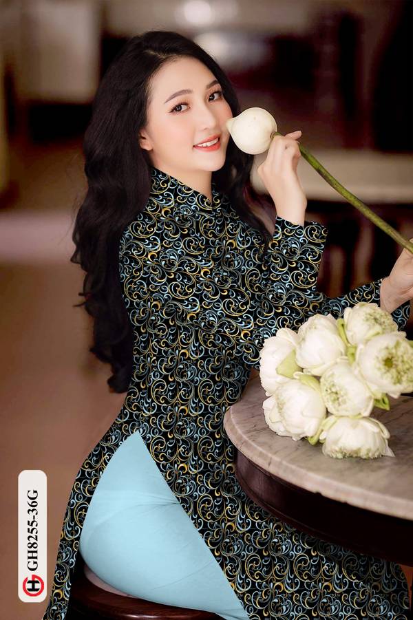 Vải Áo Dài Hoa Văn Thiết Kế 2021 AD GH8255 40 Vải Áo Dài Hoa Văn Thiết Kế 2021 AD GH8255