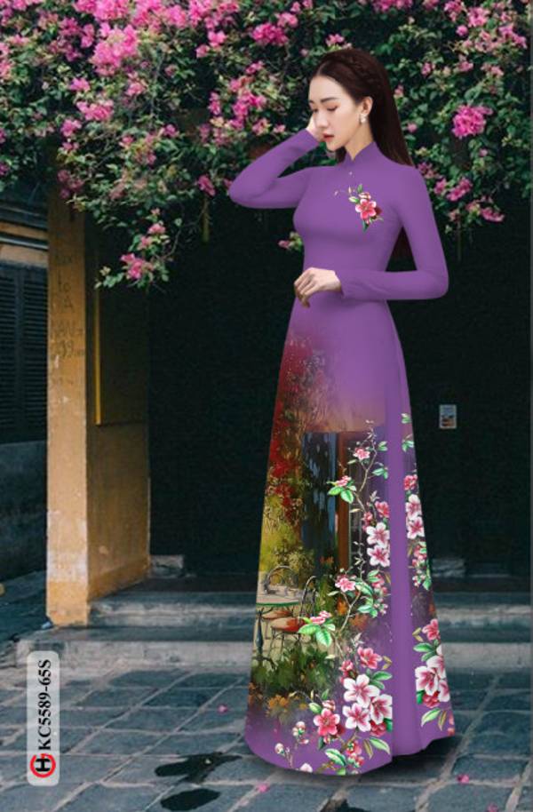 Vải Áo Dài Hoa In 3D Mới Ra AD KC5589 28 Vải Áo Dài Hoa In 3D Mới Ra AD KC5589