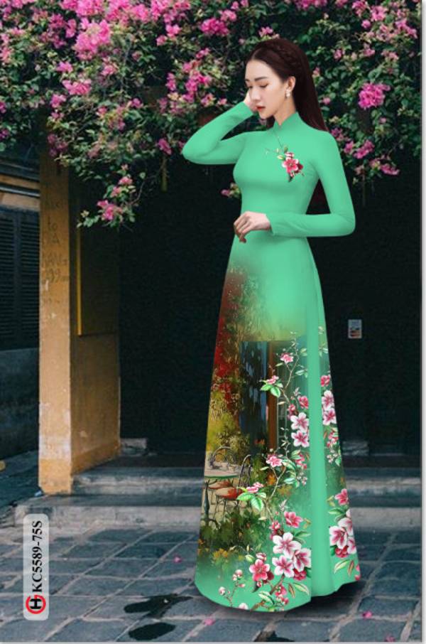 Vải Áo Dài Hoa In 3D Mới Ra AD KC5589 30 Vải Áo Dài Hoa In 3D Mới Ra AD KC5589