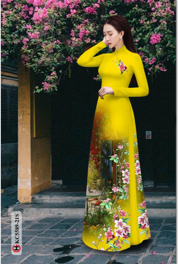 Vải Áo Dài Hoa In 3D Mới Ra AD KC5589 34 Vải Áo Dài Hoa In 3D Mới Ra AD KC5589