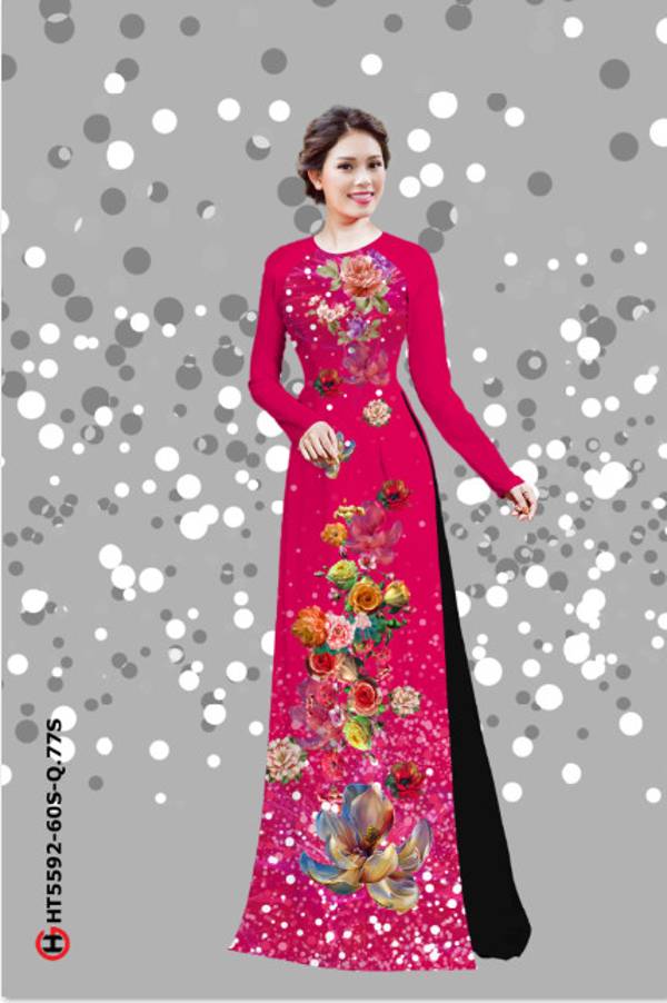 Vải Áo Dài Hoa In 3D Độc Đáo AD HT5592 33 Vải Áo Dài Hoa In 3D Độc Đáo AD HT5592