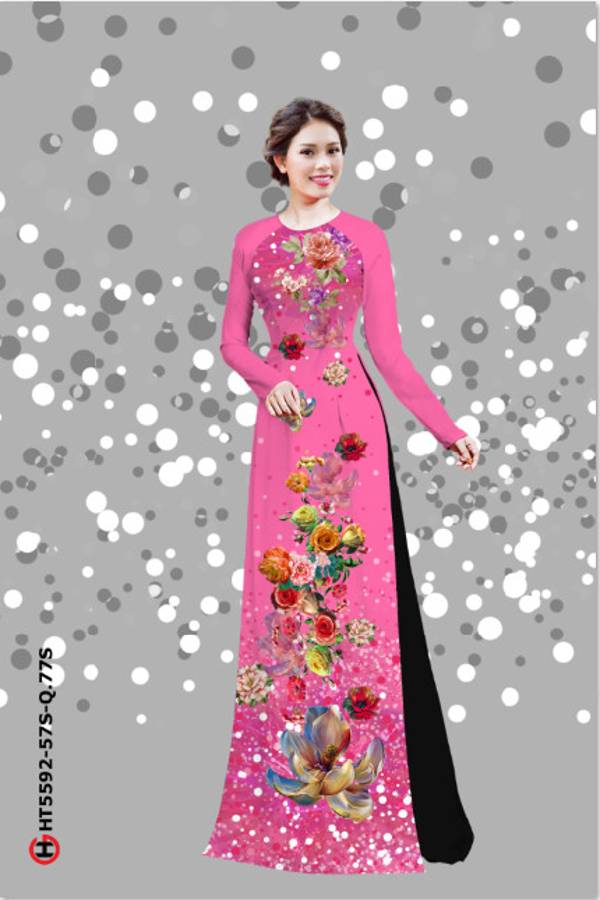 Vải Áo Dài Hoa In 3D Độc Đáo AD HT5592 32 Vải Áo Dài Hoa In 3D Độc Đáo AD HT5592