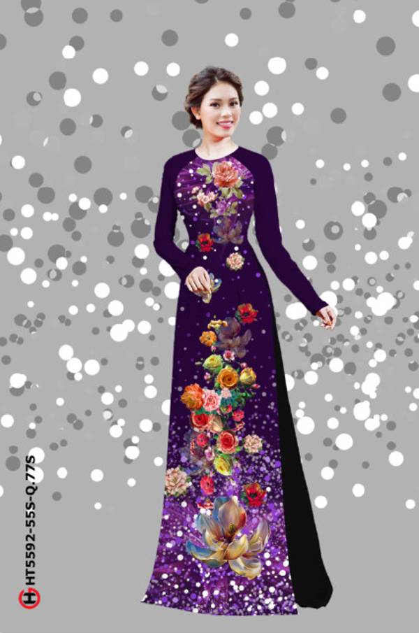 Vải Áo Dài Hoa In 3D Độc Đáo AD HT5592 31 Vải Áo Dài Hoa In 3D Độc Đáo AD HT5592