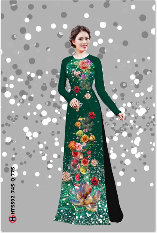 Vải Áo Dài Hoa In 3D Độc Đáo AD HT5592 35 Vải Áo Dài Hoa In 3D Độc Đáo AD HT5592