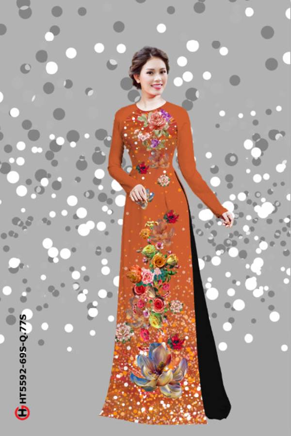 Vải Áo Dài Hoa In 3D Độc Đáo AD HT5592 34 Vải Áo Dài Hoa In 3D Độc Đáo AD HT5592
