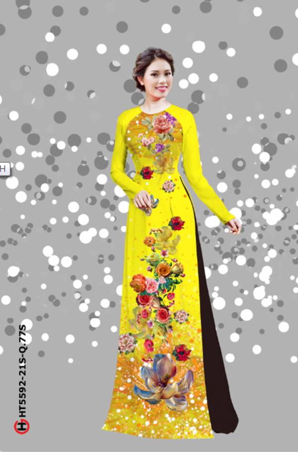 Vải Áo Dài Hoa In 3D Độc Đáo AD HT5592 38 Vải Áo Dài Hoa In 3D Độc Đáo AD HT5592