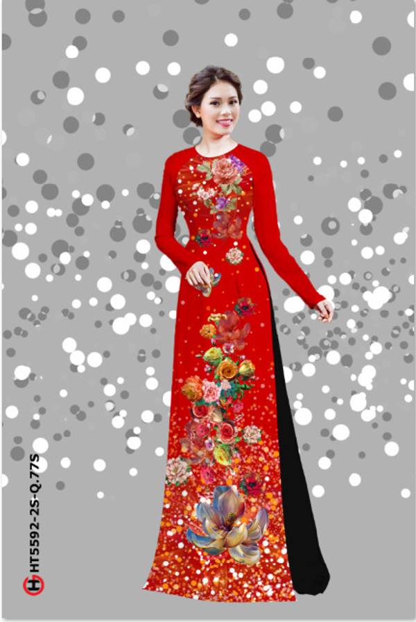 Vải Áo Dài Hoa In 3D Độc Đáo AD HT5592 36 Vải Áo Dài Hoa In 3D Độc Đáo AD HT5592
