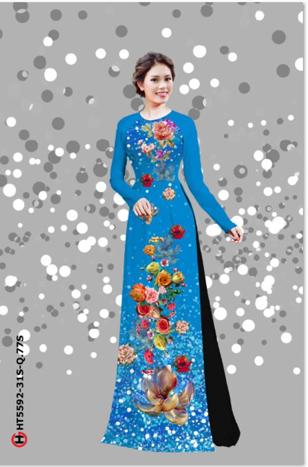 Vải Áo Dài Hoa In 3D Độc Đáo AD HT5592 40 Vải Áo Dài Hoa In 3D Độc Đáo AD HT5592