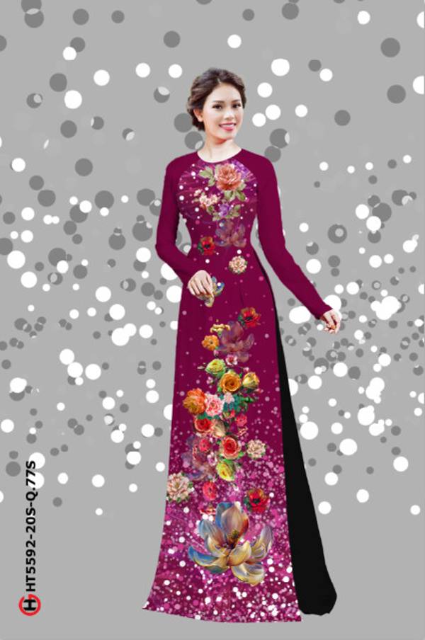 Vải Áo Dài Hoa In 3D Độc Đáo AD HT5592 37 Vải Áo Dài Hoa In 3D Độc Đáo AD HT5592