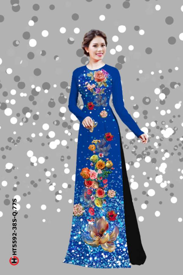 Vải Áo Dài Hoa In 3D Độc Đáo AD HT5592 42 Vải Áo Dài Hoa In 3D Độc Đáo AD HT5592