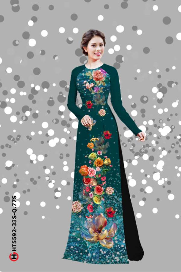 Vải Áo Dài Hoa In 3D Độc Đáo AD HT5592 41 Vải Áo Dài Hoa In 3D Độc Đáo AD HT5592