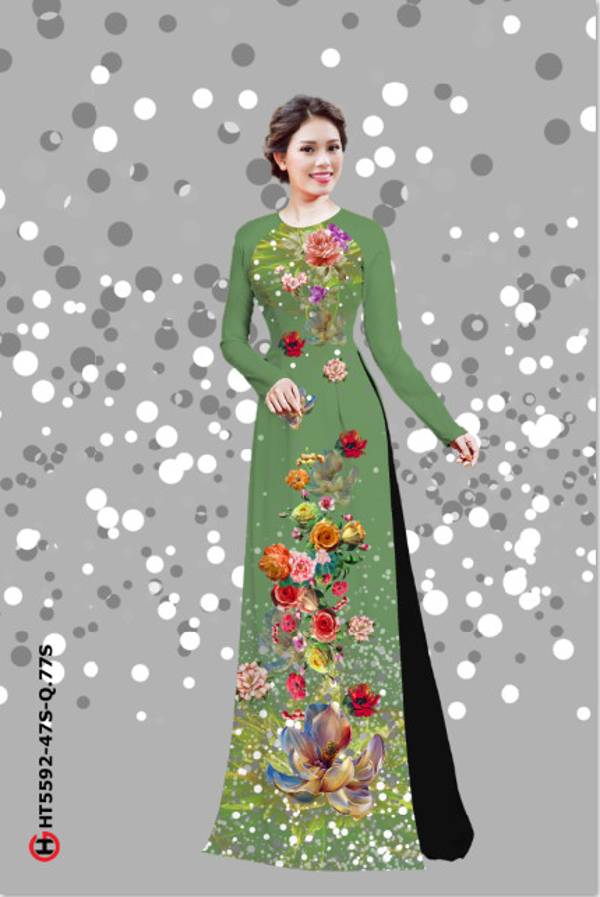 Vải Áo Dài Hoa In 3D Độc Đáo AD HT5592 43 Vải Áo Dài Hoa In 3D Độc Đáo AD HT5592